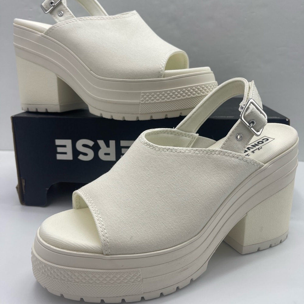 Converse CHUCK 70 DE LUXE HEEL MULE SLI EGRET/EGRET/EGRET Platform Heels A13796F - Picture 15 of 16